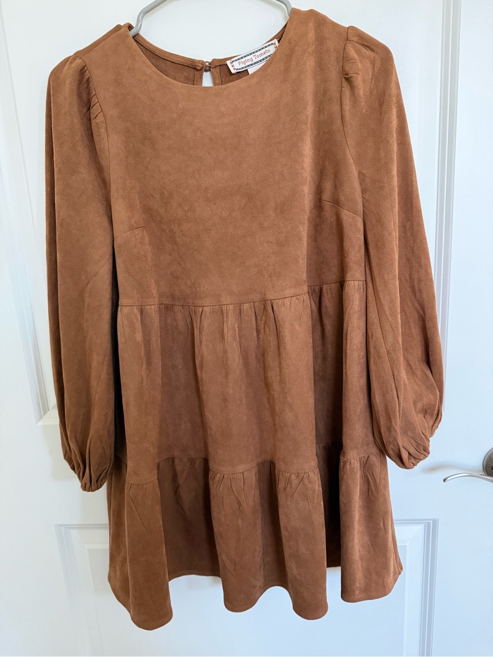 Flying Tomato Rust Brown Tiered Suede-Look Tunic